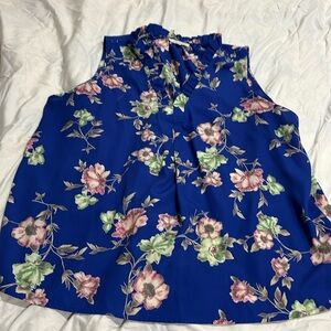 Skies are blue tank blouse-blue floral XXL